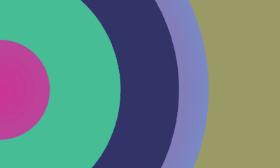 Concentric circles of magenta teal navy blue lavender and olive green abstract background