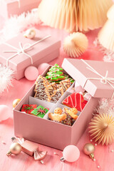 Cute Christmas gingerbread cookies as sweet snack Christmas gift..