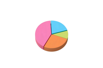 Pie chart icon on transparent background - 3d illustration