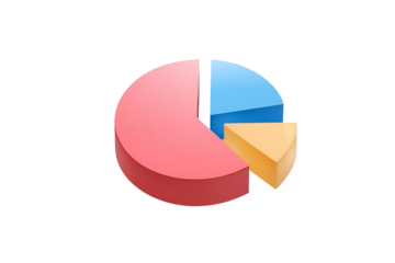 Pie chart icon on transparent background - 3d illustration