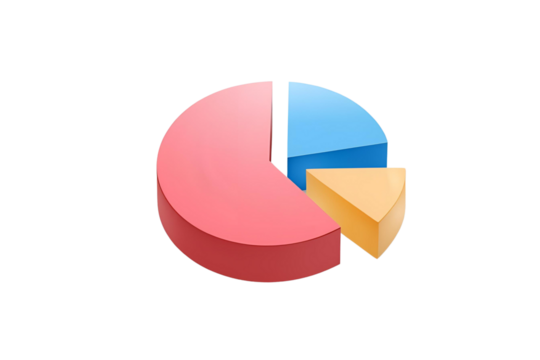 Pie chart icon on transparent background - 3d illustration