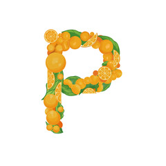 P Alphabet with orange illustration 