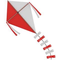 3d render Red and White Kite Illustration