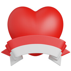 3D Red Heart with Ribbon indonesian flag  icon 