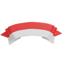 3d render Indonesian Flag Ribbon Banner icon 