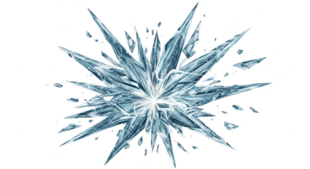 Exploding ice crystal starburst on black background