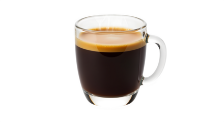 A steaming mug of rich, dark espresso with a golden crema, ready for a morning boost.