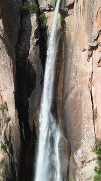 Waterfall Piscia Di Gallu - Corsica, drone video 4k