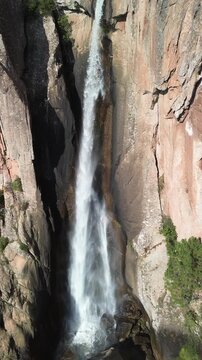Waterfall Piscia Di Gallu - Corsica, drone video 4k