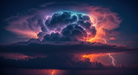 Fototapeta premium Spectacular Cosmic Storm with Intense Lightning and Vibrant Colors