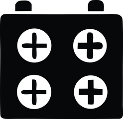 Obraz premium Simple silhouette icon of a car battery with four positive terminals for automotive and energy concepts