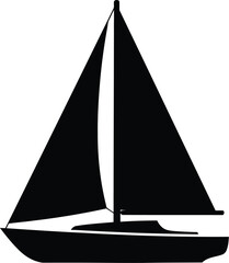 Simple silhouette of a sailboat vector graphic for nautical themes and travel designs