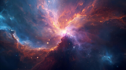 Fototapeta premium Exploding Nebula with Vibrant Galactic Colors AI-generated graphics 