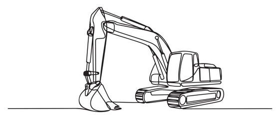Fototapeta premium continuous line excavator.excavator vector one line drawing. one line Icon drawing with white background