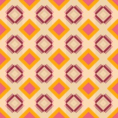 Vibrant geometric diamond pattern with warm retro color palette, perfect for modern textile design, wallpaper, and fashion backgrounds