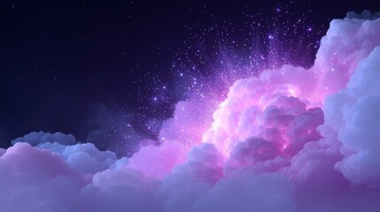 A captivating celestial scene with ethereal clouds and vibrant cosmic elements, symbolizing a transition between worlds,