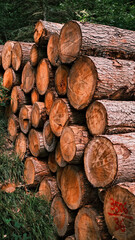 Holz aus dem Wald - Baumst&auml;mme gestapelt