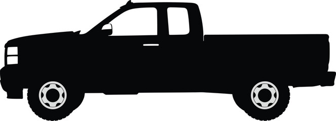 Silhouette vector eps of a modern pickup truck for versatile graphic design projects © @ahmedmaynul