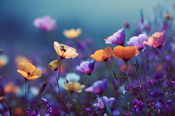 Idaho Bloom. Beautiful Dreamlike Field of Colorful Wild Flowers in Spring Background
