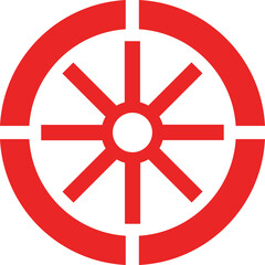 Obraz premium Red Wheel Symbol with Spokes