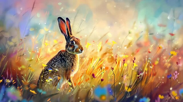 beautiful hare in nature. Selective focus. Nature.