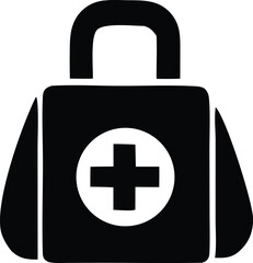 Medical first aid kit symbol a simple silhouette representing emergency healthcare supplies and preparedness for urgent situations