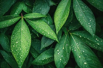 Fototapeta premium Fresh marijuana leaves with morning dew