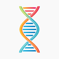 A colorful, stylized illustration of a DNA double helix structure, representing genetics and biology.