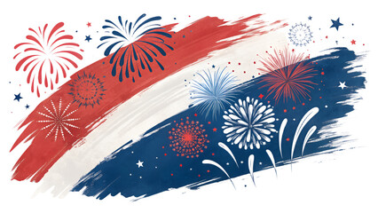 Independence Day Abstract Brush Stroke PNG – Patriotic Red White Blue Paint Strokes, Fireworks Inspired, Transparent Background, Hand-Painted Texture, Modern Artistic Celebration
