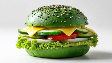 Vegetarian green burger. Healthy food concept. World Vegan Day