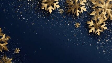 Snowflake design in gold and navy on winter backdrop, perfect for branding, events, and joyful visuals