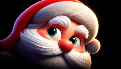 Funny 3D Santa Claus cartoon animation isolated on a black background