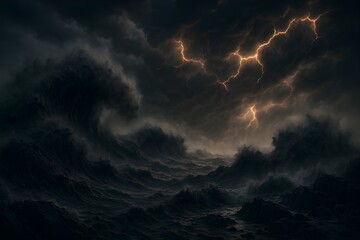 Fototapeta premium Surreal Ash Ocean with Glowing Molten Constellation Sky