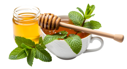 Refreshing mint tea with honey, a perfect natural remedy for a soothing moment.