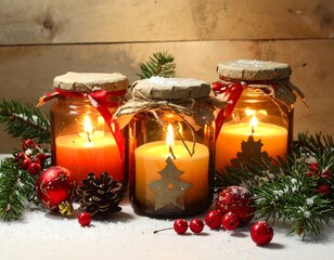 Christmas Jars with Candles