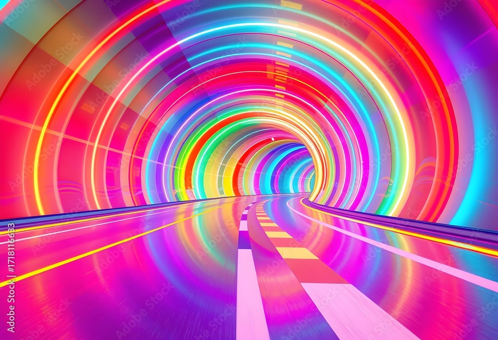 Aufkleber vibrant tunnel of light with a rainbow of colors, creating an immersive visual experience.