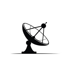 Striking silhouette of a satellite dish antenna reaching towards the sky