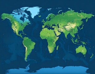 World map, physical relief