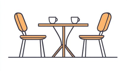 Cafe table chairs illustration