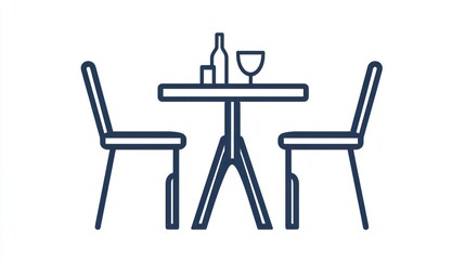 Dining table and chairs outline illustration