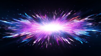 Obraz premium A vibrant burst of radiant light with lance-like rays in purple, blue, pink,