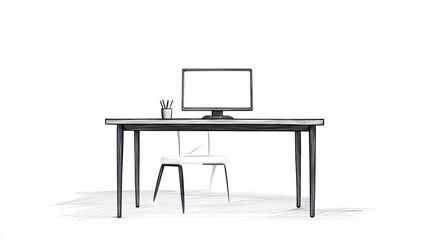 Simple office desk drawing