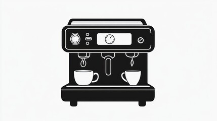 Fototapeta premium Black and white coffee machine illustration