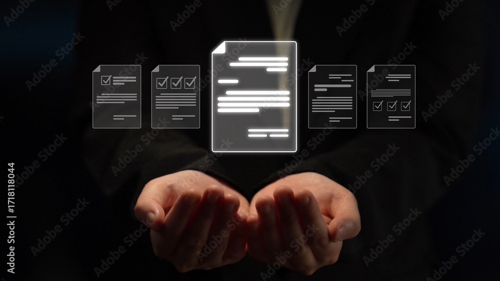 Poster online document management, cloud-based document access, secure digital file storage, paperless docu