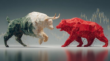 Futuristic bull versus bear art design high resolution picture