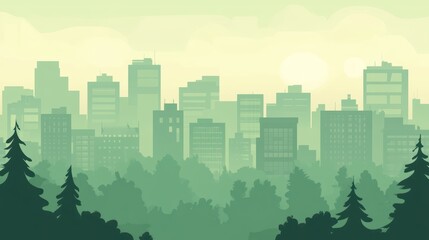 Fototapeta premium Cityscape silhouette green