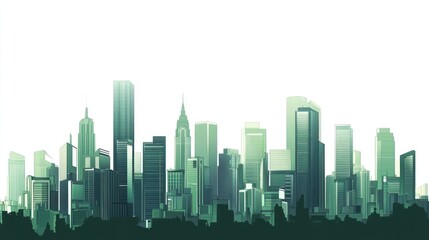 Fototapeta premium Cityscape illustration green tones