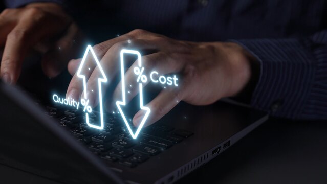 Business concept showing cost reduction and quality increase using Lean, Six Sigma, and Total Quality Management (TQM) to enhance efficiency, value, and customer satisfaction. Muxer