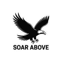 Obraz premium Majestic eagle silhouette soaring above with inspirational text