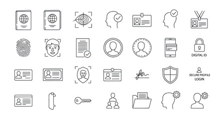 Streamlined user authentication and identity verification icons for modern security systems offering seamless secure access and data protection solutions
